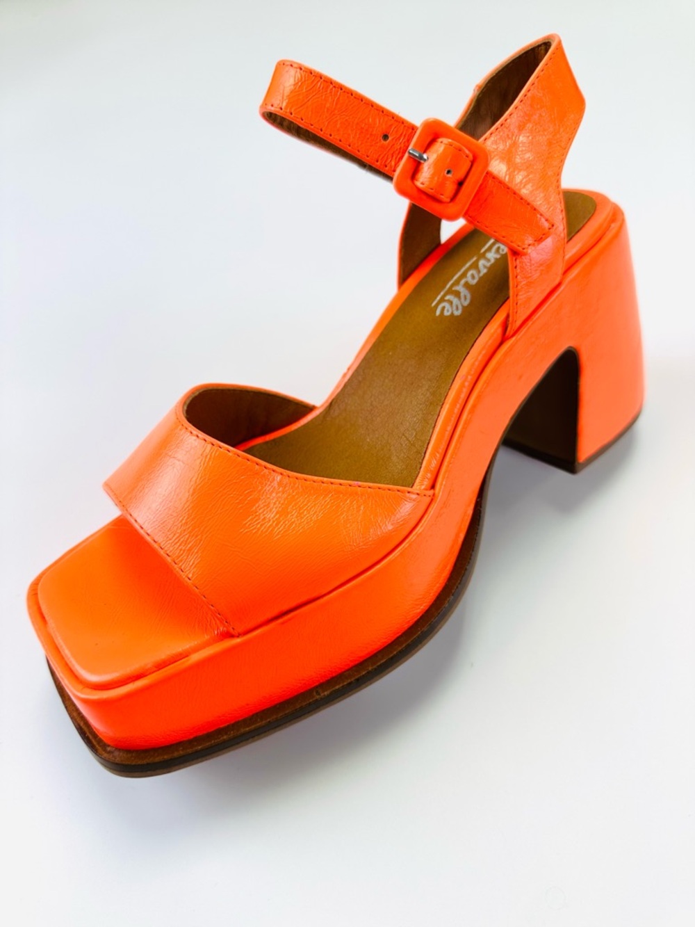 L’Intervalle neon orange platform sandal Size 39 Valtos Mod 70s Disco
